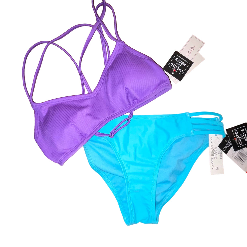 Salt +Cove miss matched Bikini set, purple and blue XS
